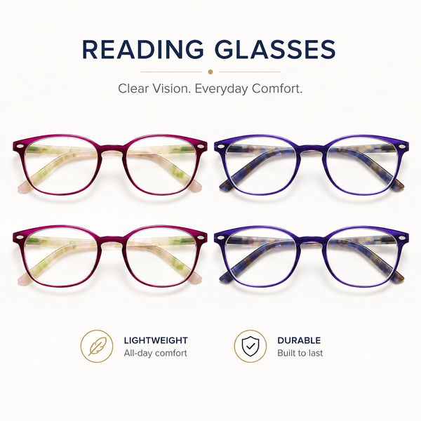EYEURL Blue Light Blocking Reading Glasses Women, 4-Pack Spring Hinge Computer Readers,Anti UV Ray Square Nerd Eyeglasses +3.00
