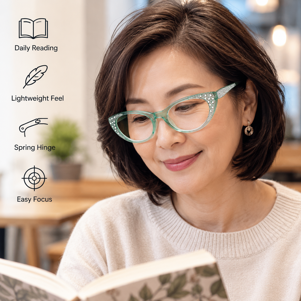 EYEURL Cat Eye Reading Glasses for Women – 3 Pack Blue Light Blocking Computer Readers with Spring Hinges, Lightweight Anti-Glare Eyeglasses