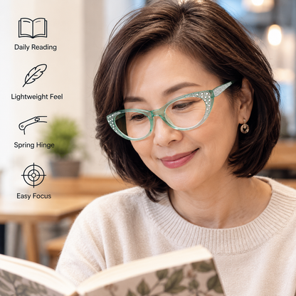 EYEURL Cat Eye Reading Glasses for Women – 3 Pack Blue Light Blocking Computer Readers with Spring Hinges, Lightweight Anti-Glare Eyeglasses