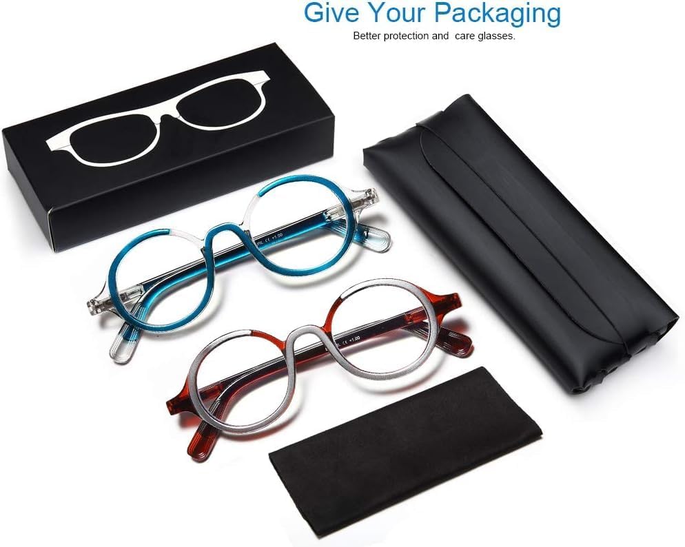 Stylish Retro Round Reading Glasses – Unisex Blue Light Blocking Readers with Spring Hinges for Comfortable Computer Use