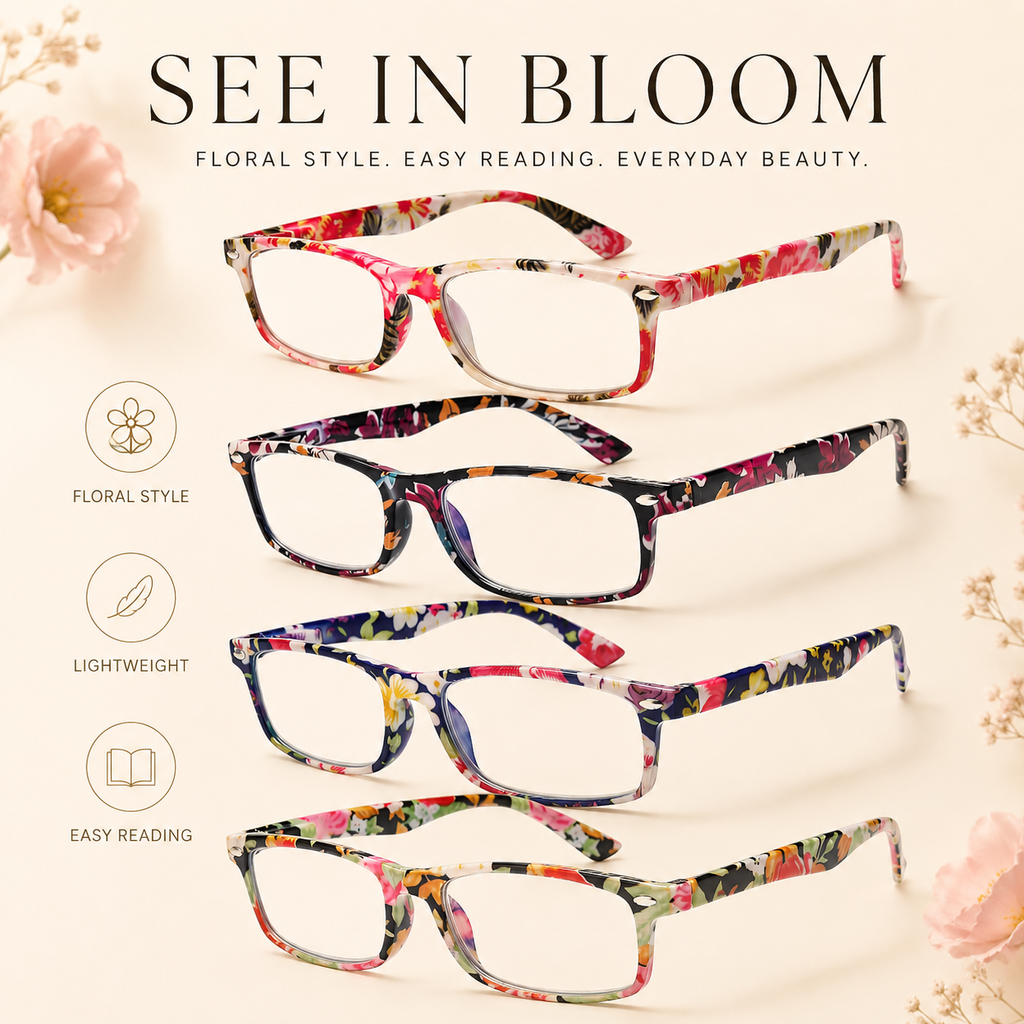Fashion Reading Glasses for Women – Blue Light Blocking Ladies Readers, Lightweight Stylish Cheaters for Clear Vision