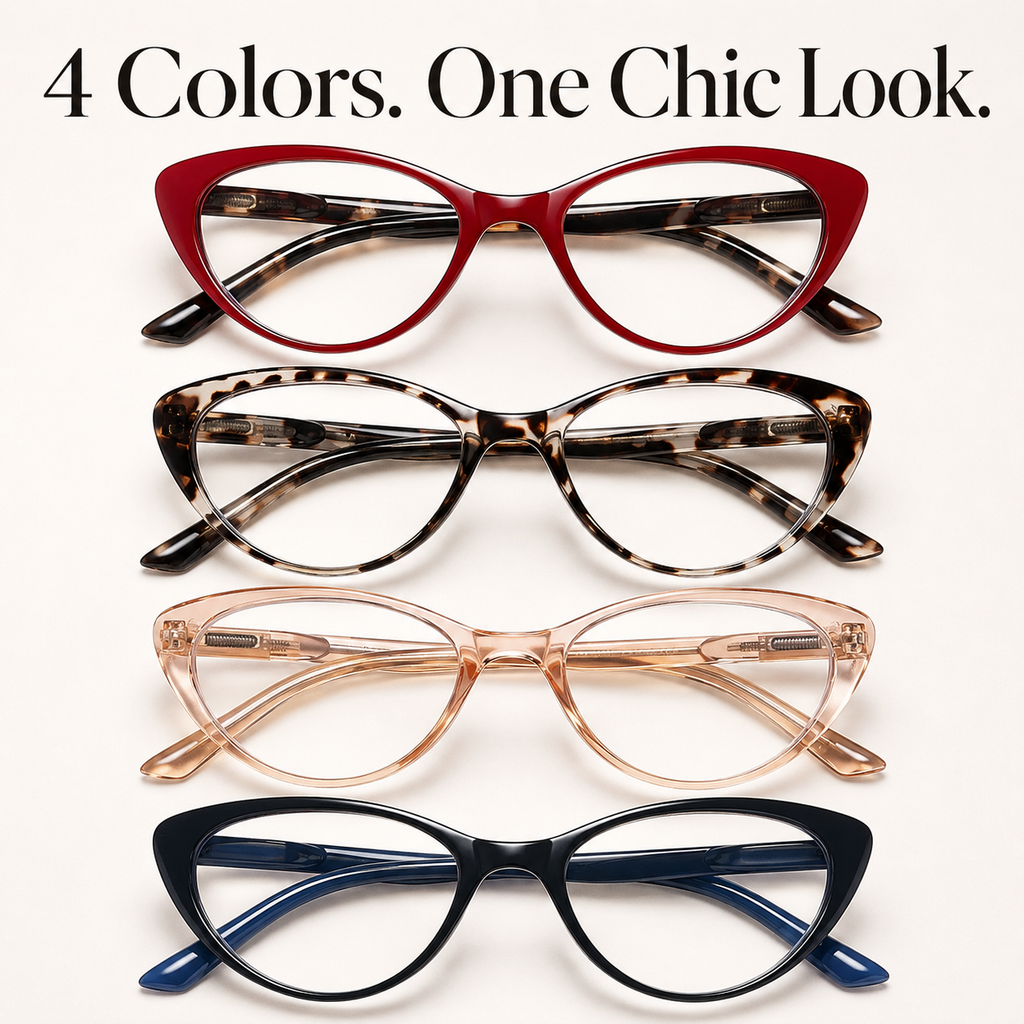 EYEURL 4 Pack Cat Eye Reading Glasses for Women – Blue Light Blocking Fashion Computer Readers, Anti-Glare Lightweight Eyeglasses