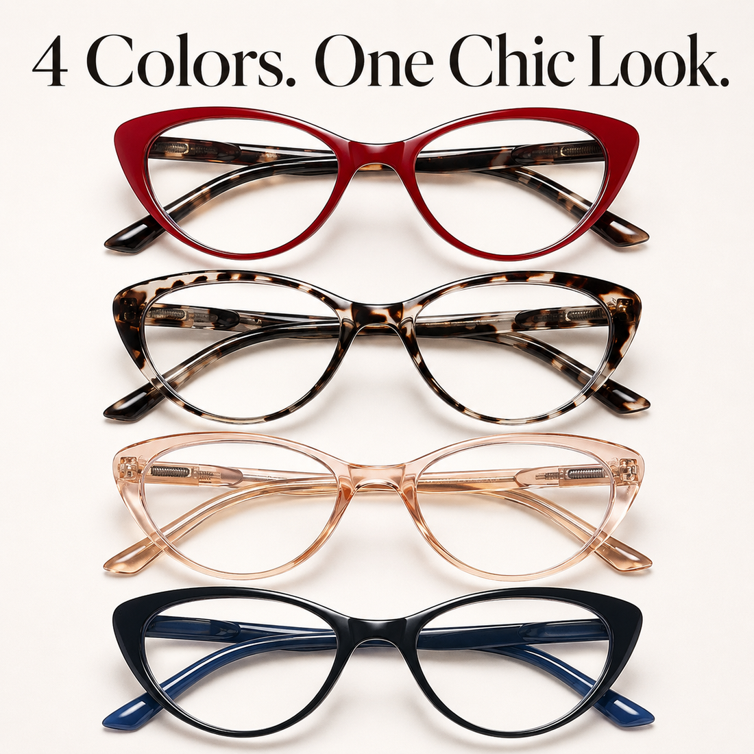 4-Pack Cat-Eye Blue-Light Readers for Women – Blue & Red - product photo 1