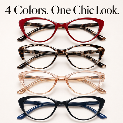 EYEURL 4 Pack Cat Eye Reading Glasses for Women – Blue Light Blocking Fashion Computer Readers, Anti-Glare Lightweight Eyeglasses