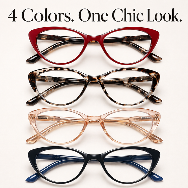 EYEURL 4 Pack Cat Eye Reading Glasses for Women – Blue Light Blocking Fashion Computer Readers, Anti-Glare Lightweight Eyeglasses