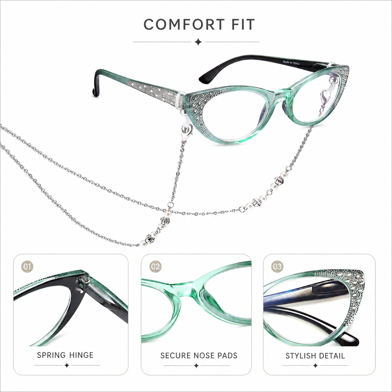 EYEURL Cat Eye Reading Glasses for Women – 4 Pack Blue Light Blocking Fashion Readers with Flexible Spring Hinges, Anti-Glare and UV Protection Eyewear