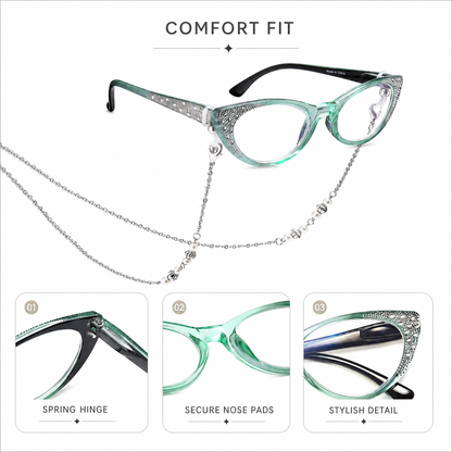 EYEURL Cat Eye Reading Glasses for Women – 4 Pack Blue Light Blocking Fashion Readers with Flexible Spring Hinges, Anti-Glare and UV Protection Eyewear