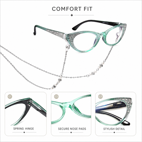 EYEURL Cat Eye Reading Glasses for Women – 4 Pack Blue Light Blocking Fashion Readers with Flexible Spring Hinges, Anti-Glare and UV Protection Eyewear