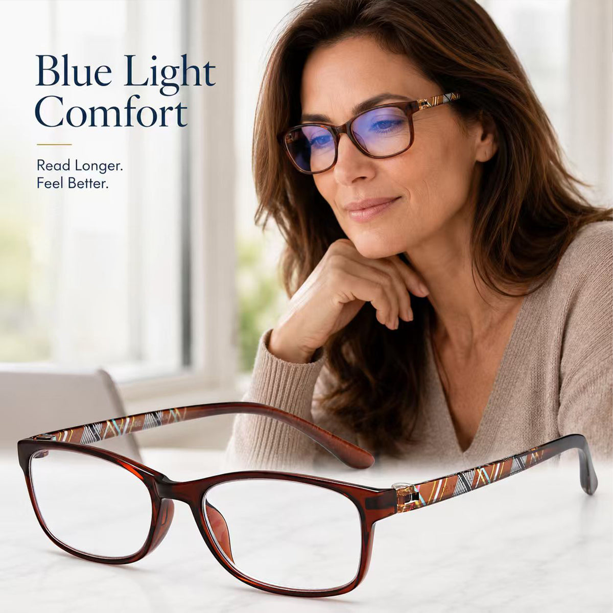 2-Pack Classic Blue-Light Readers for Women – Brown & Green - product photo 5