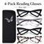 EYEURL 4 Pack Oversized Cat Eye Reading Glasses for Women – Blue Light Blocking Fashion Computer Readers, Anti-Glare and Anti Eyestrain Stylish Eyewear
