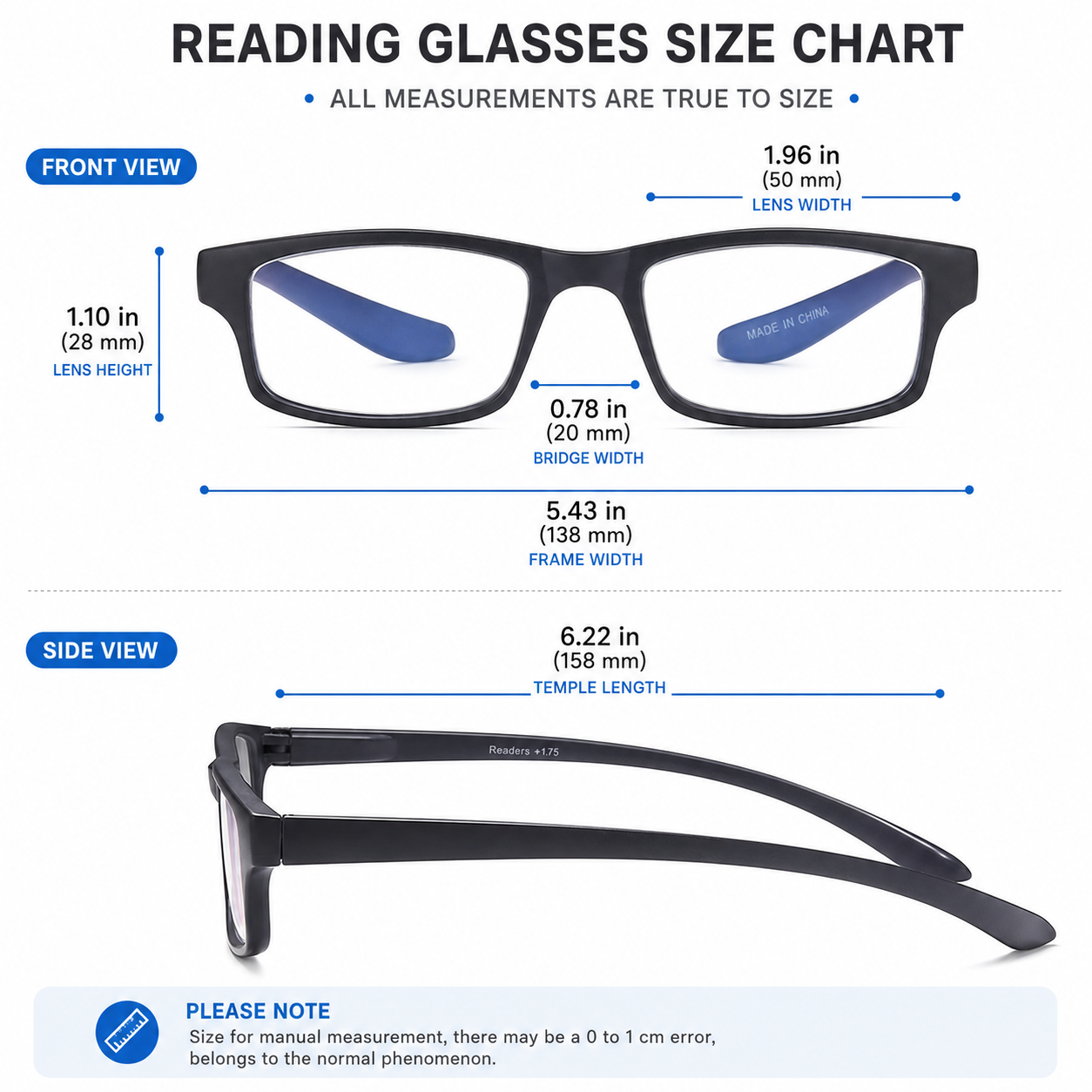 EYEURL 2 Pack Neck Hanging Reading Glasses for Women and Men – Blue Light Blocking Computer Readers with Spring Hinges, Comfortable and Lightweight Design