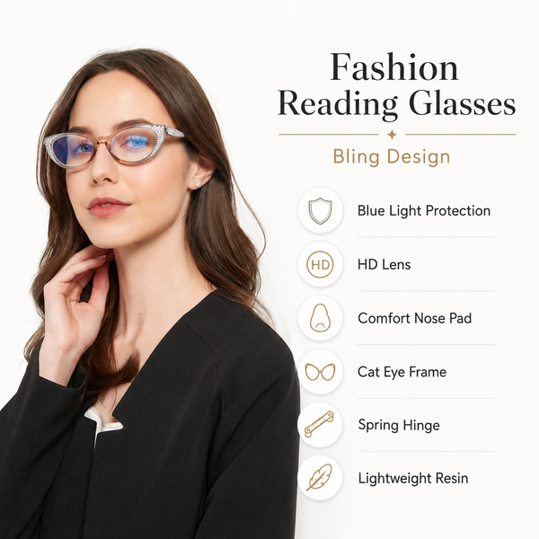 EYEURL Cat Eye Reading Glasses for Women Blue Light Blocking 3 Pack Ladies Computer Readers with Spring Hinge Lightweight Eyeglasses Anti Eyestrain 2.75