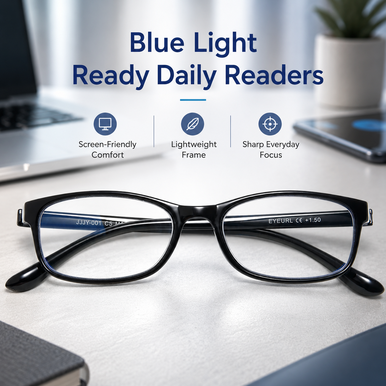 EYEURL Lightweight Reading Glasses for Women – 2 Pack Blue Light Blocking TR90 Frame Readers for Work and Daily Use