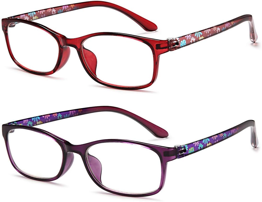 EYEURL Blue Light Blocking Glasses For Womens - 2 Pairs Lightweight Blue Screen Computer Eyeglasses Anti Glare Glasses