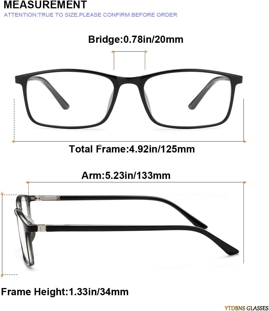 Unisex Professional Reading Glasses – Blue Light Filter Computer Readers with Spring Hinges, Anti Glare and UV Protection Lenses