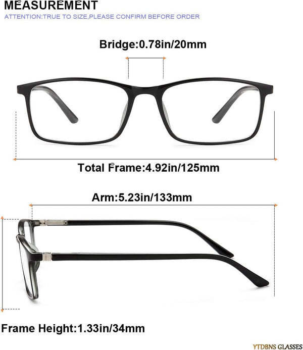 Unisex Professional Reading Glasses – Blue Light Filter Computer Readers with Spring Hinges, Anti Glare and UV Protection Lenses