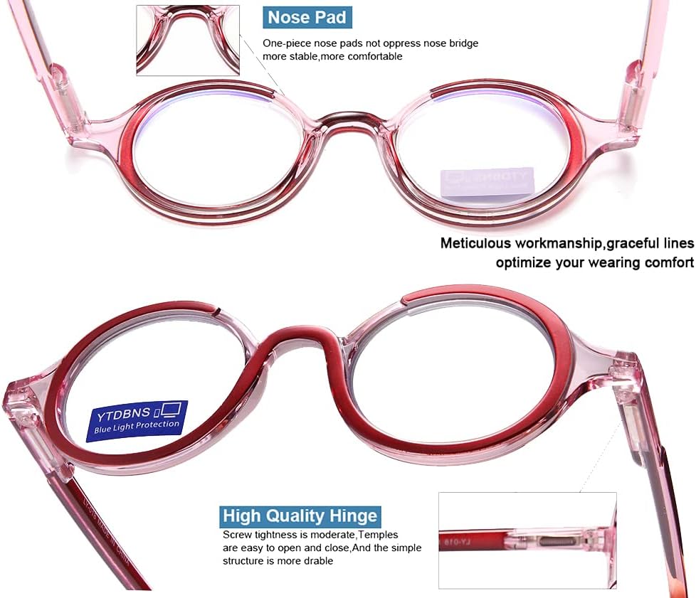 Retro Round Reading Glasses for Men and Women – Blue Light Blocking Computer Readers with Spring Hinges, Anti Eye Strain Stylish Color Frame Design