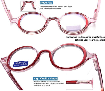 Retro Round Reading Glasses for Men and Women – Blue Light Blocking Computer Readers with Spring Hinges, Anti Eye Strain Stylish Color Frame Design