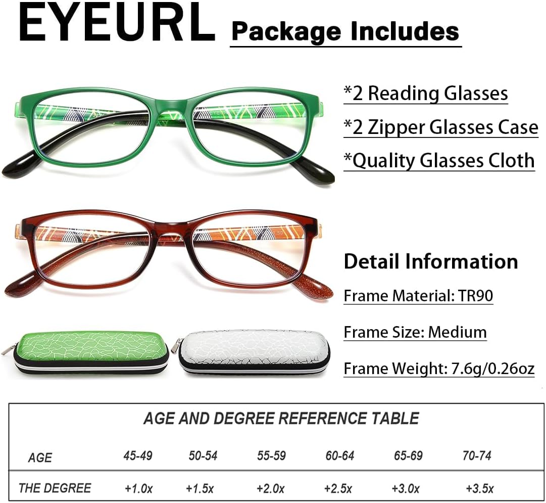 2-Pack Classic Blue-Light Readers for Women – Brown & Green - product photo 2