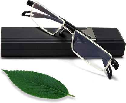 EYEURL Half Frame Reading Glasses 1.50 - Blue Light Blocking Computer Readers for Men Women Lightweight Anti Glare TR90 Black