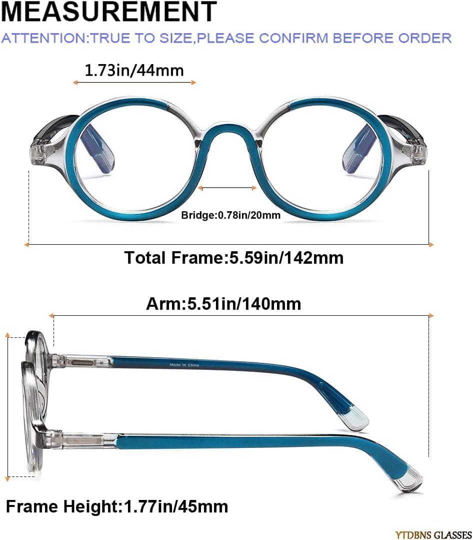 Stylish Retro Round Reading Glasses – Unisex Blue Light Blocking Readers with Spring Hinges for Comfortable Computer Use