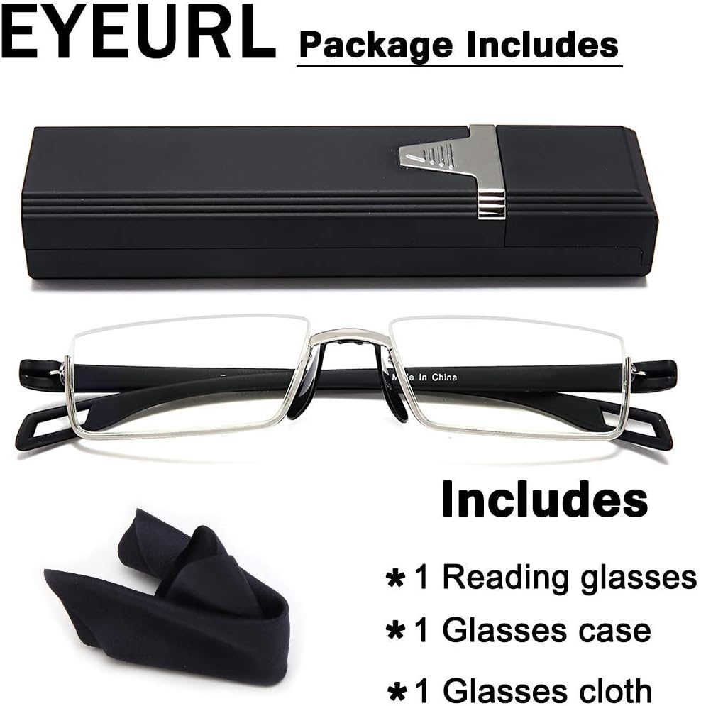 EYEURL Reading Glasses Half-Rim Computer Readers for Men and Women +0.0 Blue Light Blocking Thin Optics Eyeglass
