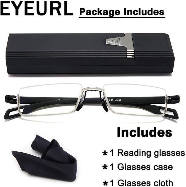 EYEURL Reading Glasses Half-Rim Computer Readers for Men and Women +0.0 Blue Light Blocking Thin Optics Eyeglass