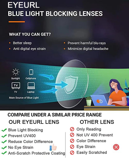 EYEURL Blue Light Blocking Reading Glasses for Women – 4 Pack Fashion Half Frame Computer Readers with Spring Hinges, Anti-UV Ray Eyewear for Work and Home