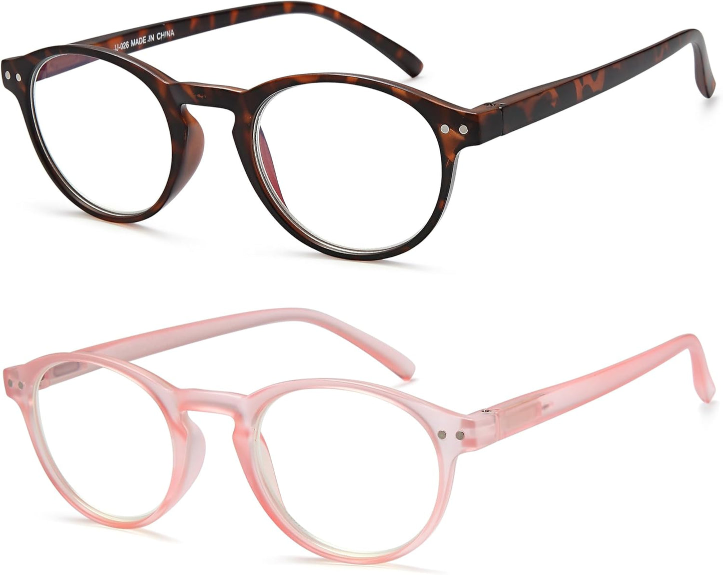 EYEURL 4-Pack Small Round Reading Glasses for Women Men Neck Hanging Blue Light Blocking Eyeglasses TR90 Readers for Women
