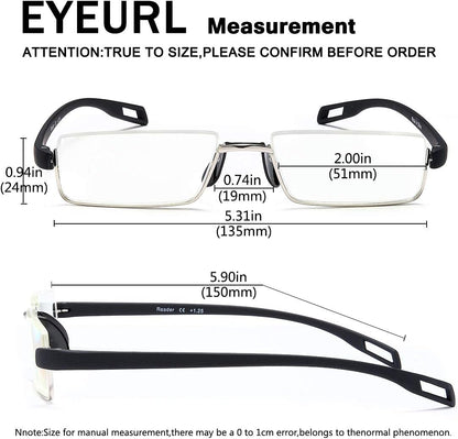 EYEURL Reading Glasses Half-Rim Computer Readers for Men and Women +0.0 Blue Light Blocking Thin Optics Eyeglass