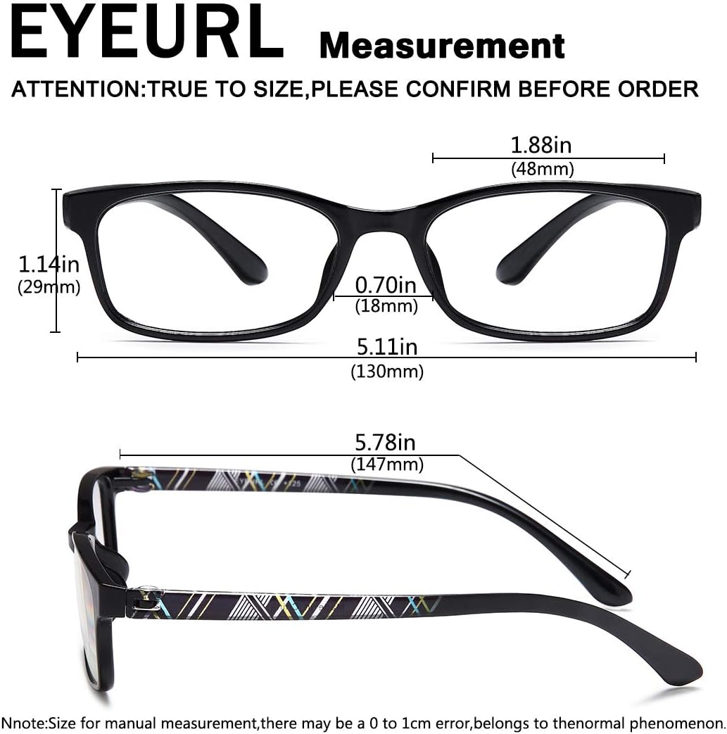 2-Pack Rectangle Readers for Men & Women – Black, Blue & White - product photo 3