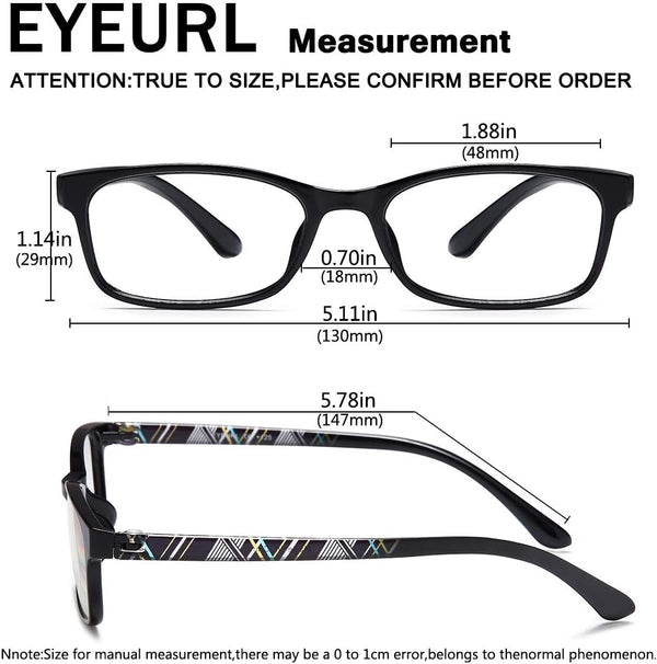 EYEURL Reading Glasses for Women-Blue Light Blocking For Men Women-3 Pack Computer Readers 0.0 Spring Hinge Anti UV Ray/Eye Strain/Glare Eyeglasses