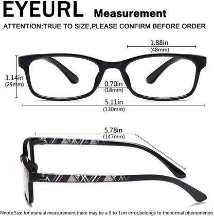 EYEURL Blue Light Blocking Readers for men Women - 2 Pair Ladies Computer Reading Glasses Blue Screen TR90 Rectangular Frames Nerd Eyeglasses