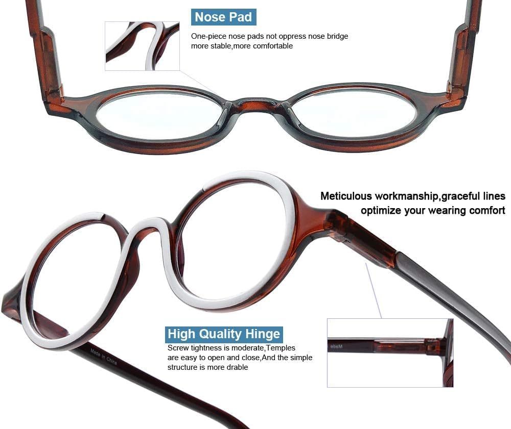 Stylish Retro Round Reading Glasses – Unisex Blue Light Blocking Readers with Spring Hinges for Comfortable Computer Use