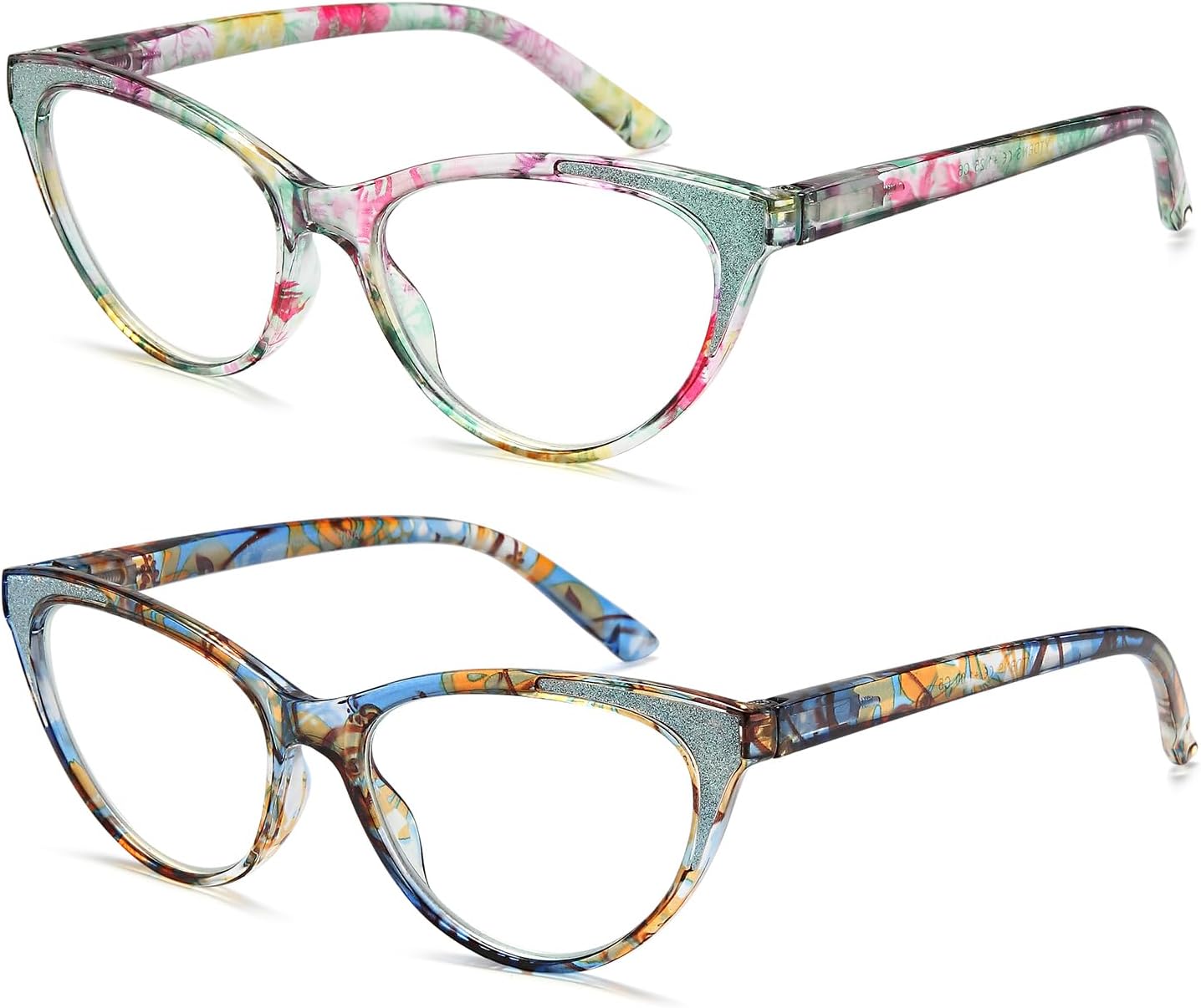 Blue Light Blocking Cat Eye Readers for Women – Computer Eyeglasses with Glitter Frame, Anti Glare Cheaters for All Face Shapes