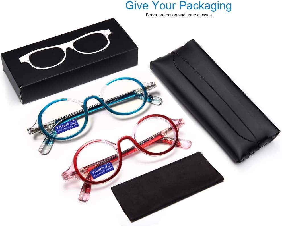 Retro Round Reading Glasses for Men and Women – Blue Light Blocking Computer Readers with Spring Hinges, Anti Eye Strain Stylish Color Frame Design