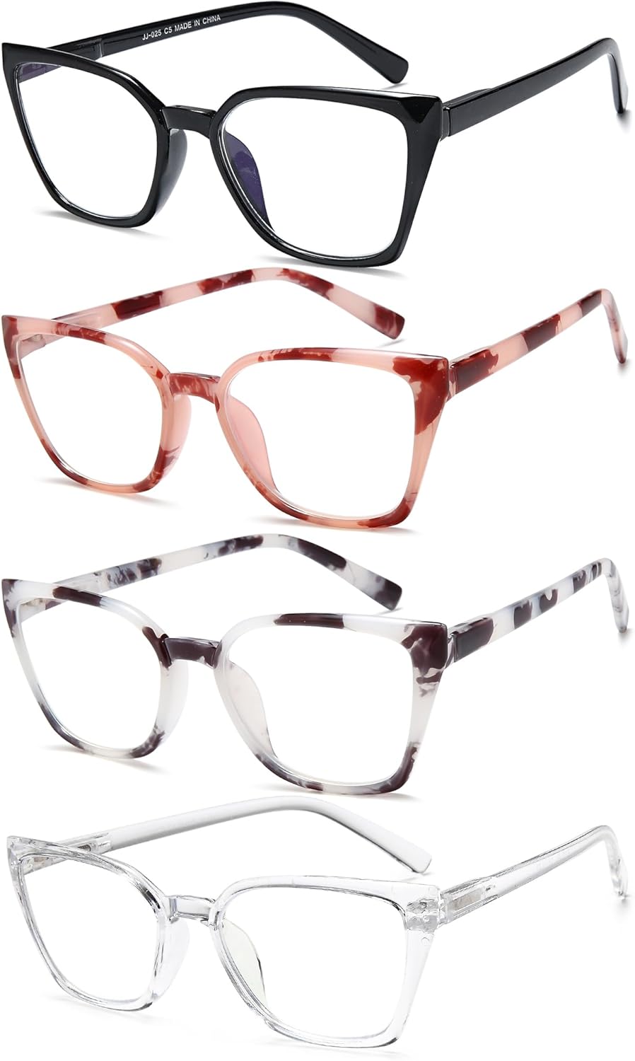 EYEURL 4-Pack Cat Eye Reading Glasses for Women – Fashion Blue Light Blocking Readers, Comfortable Ladies Computer Eyeglasses for Everyday Use