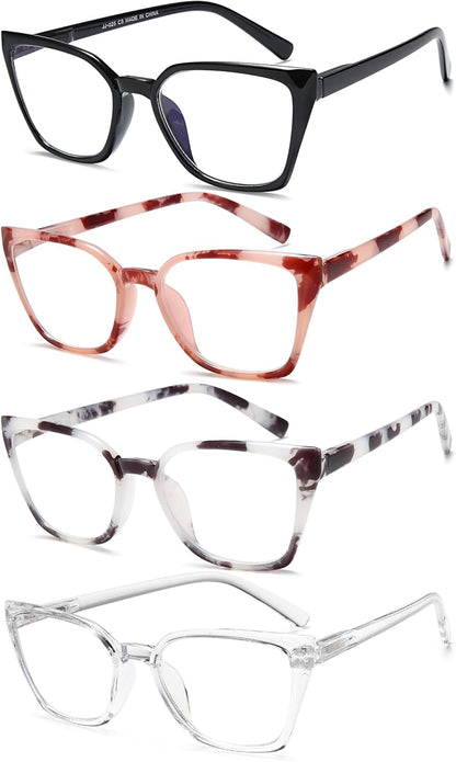 EYEURL 4-Pack Cat Eye Reading Glasses for Women – Fashion Blue Light Blocking Readers, Comfortable Ladies Computer Eyeglasses for Everyday Use