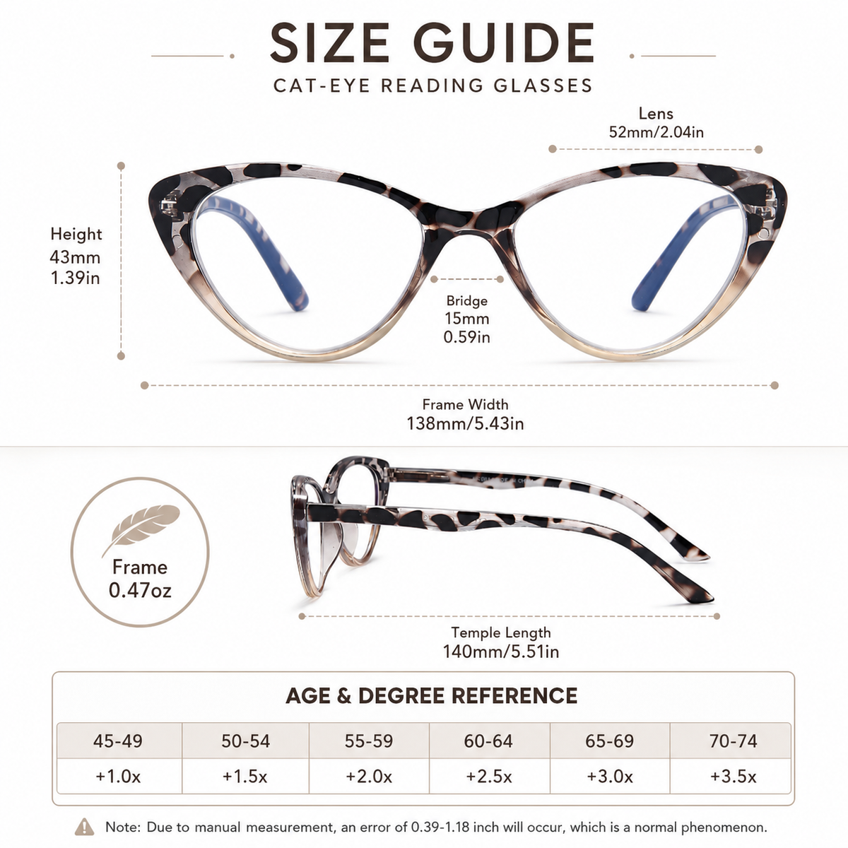 2-Pack Cat-Eye Readers for Women – Brown & Leopard - product photo 4