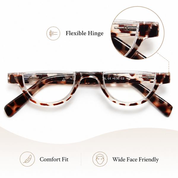 EYEURL Half Frame Reading Glasses for Women – 5 Pack Blue Light Blocking Rimless Computer Readers with Spring Hinges, Anti-UV Stylish Eyewear