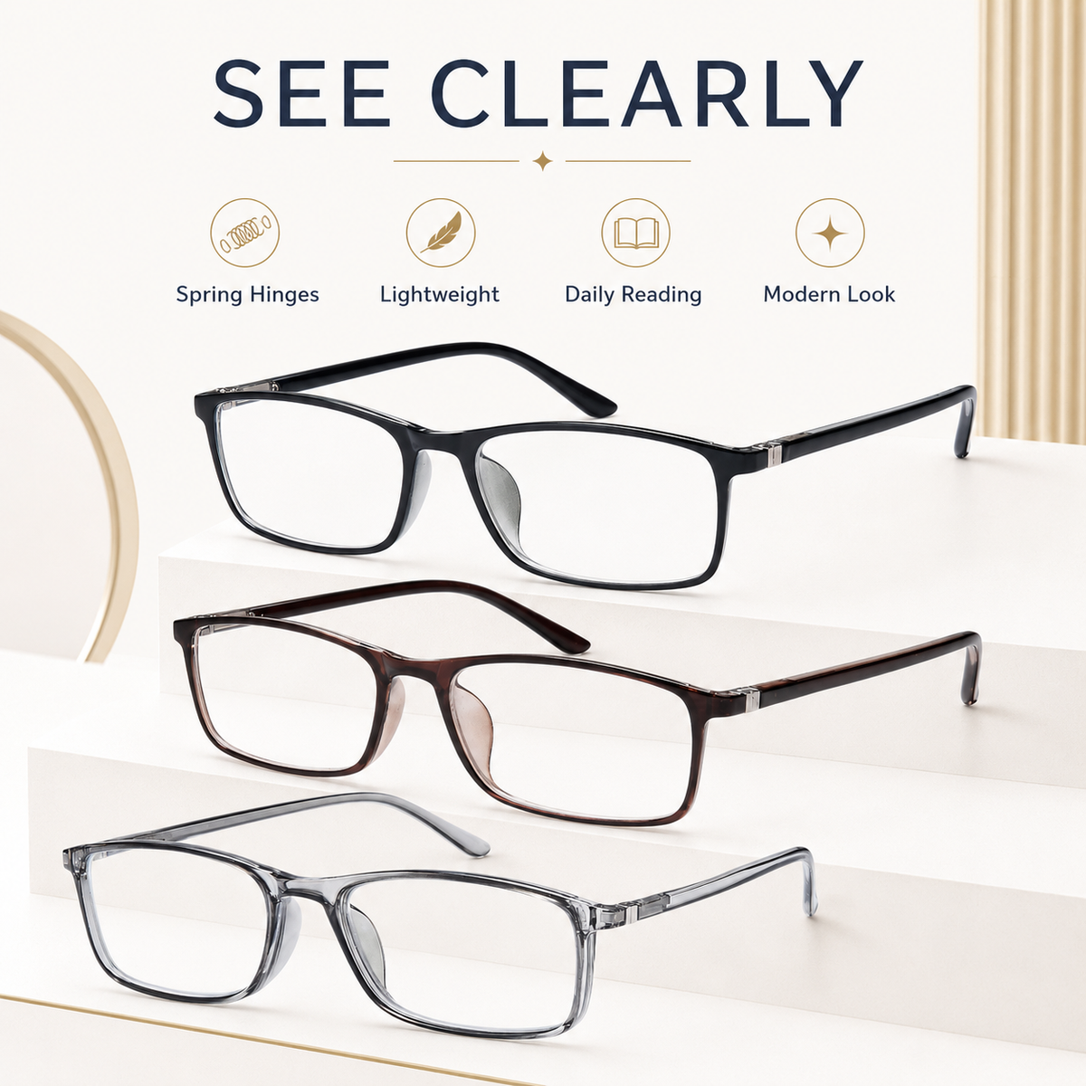 Classic Full-Rim Blue-Light Readers for Men & Women – Black - product photo 3