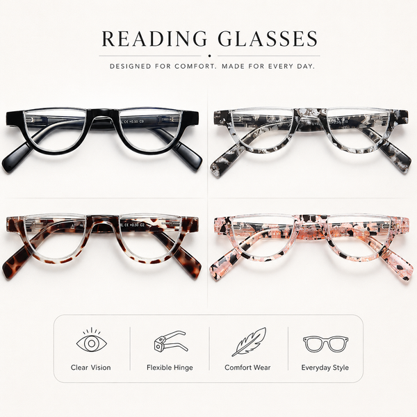 EYEURL Half Frame Reading Glasses for Women-4 Pack Blue Light Glasses Fashion Computer Readers for Women Anti UV Ray Eyeglasses with Spring Hinges