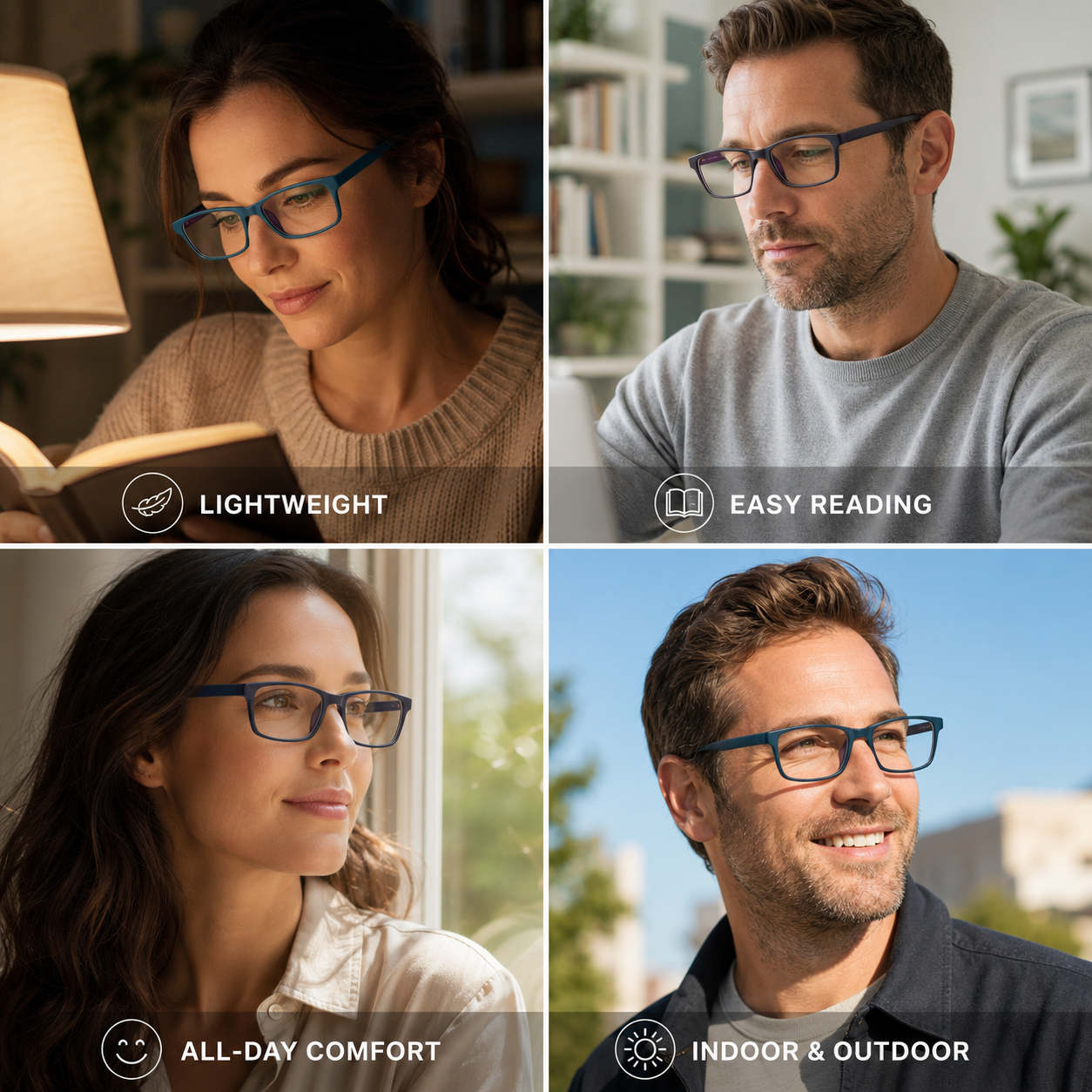EYEURL Blue Light Blocking Neck Hanging Reading Glasses – 2 Pack Computer Readers for Women and Men with Spring Hinges, Practical Anti-Glare Eyewear
