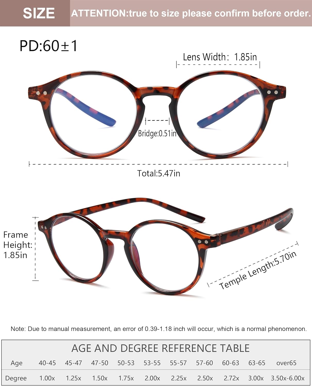 EYEURL 4-Pack Round Reading Glasses for Women Men Neck Hanging Small Blue Light Glasses Retro Round Computer Glasses With Spring Hinges TR90 Lightweight Readers for Women 3.0