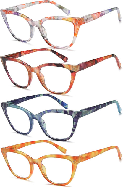 EYEURL Cat Eye Reading Glasses for Women Fashion Blue Light Blocking Glasses Colorful Computer Readers for Women