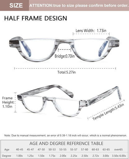 EYEURL Half Frame Reading Glasses for Women-4 Pack Blue Light Glasses Fashion Computer Readers for Women Anti UV Ray Eyeglasses with Spring Hinges