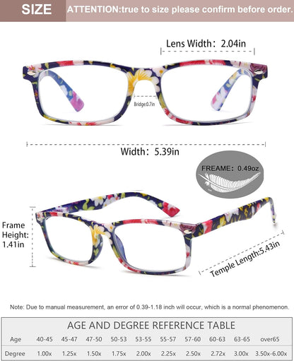 Fashion Reading Glasses for Women – Blue Light Blocking Ladies Readers, Lightweight Stylish Cheaters for Clear Vision