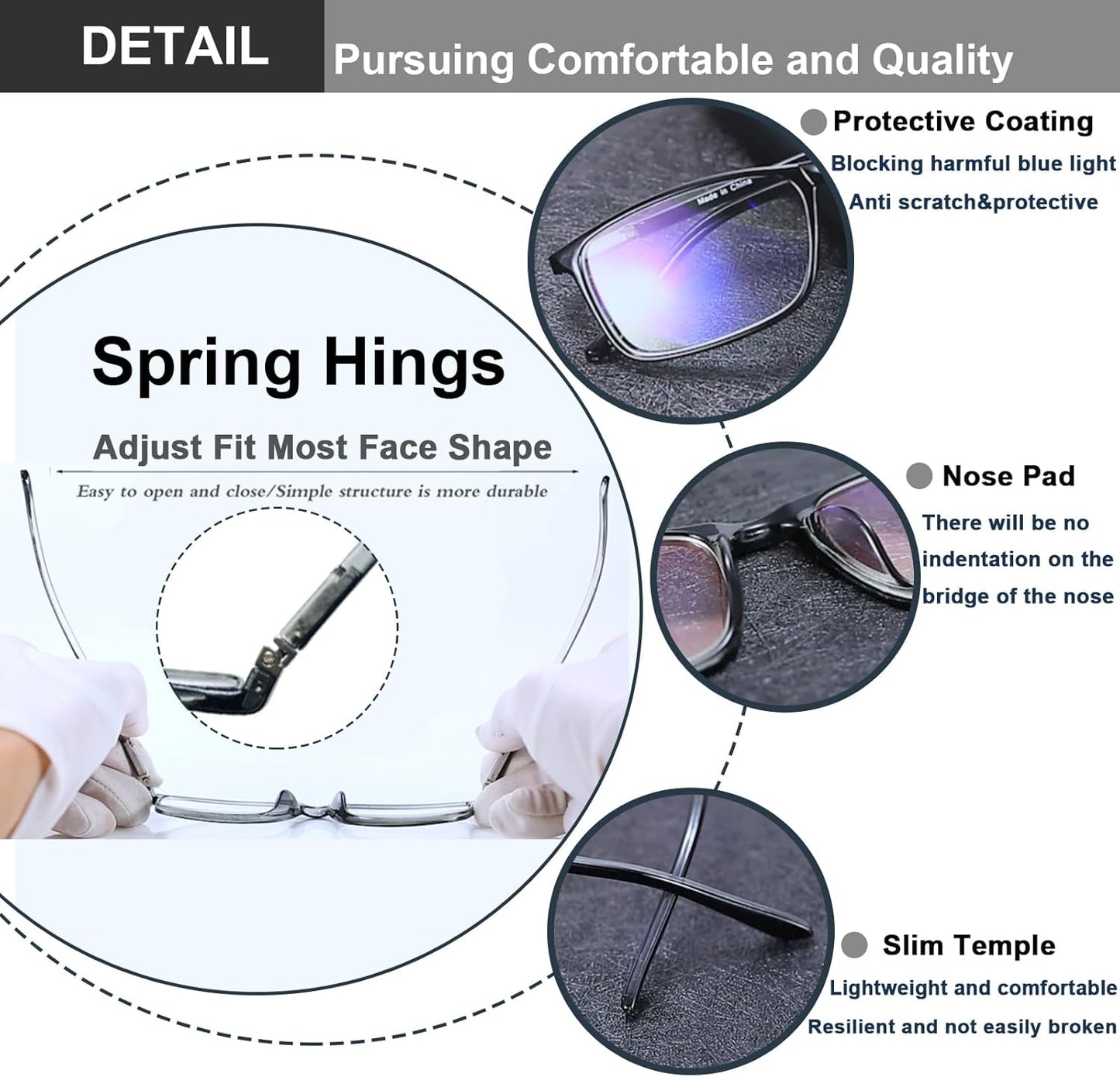 Blue Light Blocking Reading Glasses for Men & Women – Professional Computer Readers with Spring Hinges for Eye Comfort and Clarity