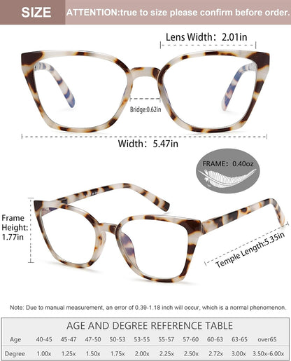 Stylish EYEURL 5-Pack Cat Eye Reading Glasses for Women – Blue Light Blocking Reading Glasses with Fashion Square Frames & Comfortable Spring Hinges