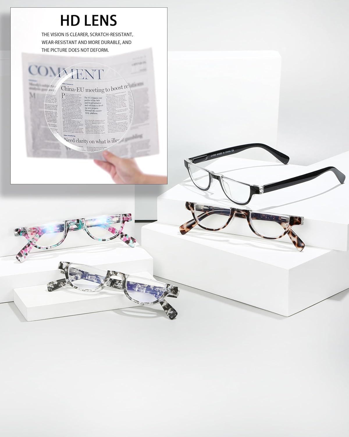 EYEURL Half Frame Reading Glasses for Women – 4 Pack Blue Light Blocking Computer Readers with Spring Hinges, Stylish Anti-UV Eyeglasses for Office and Daily Use